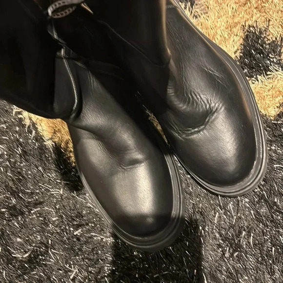 Cavalli Class Black  Knee high Calf skin Leather Combat Boots Sz 8 - Picture 13 of 17